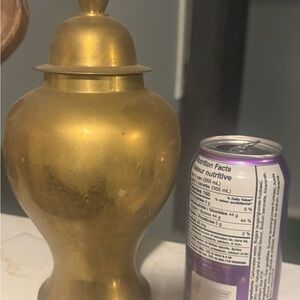 Vintage Solid Brass Ginger Jar / Vase with Lid / Urn - Mid-Century Decor